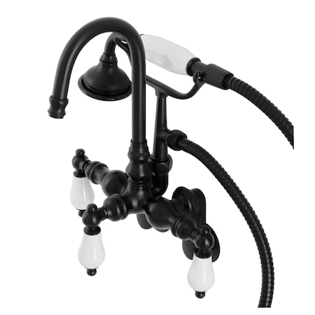 Kingston Brass AE305T0 Wall Mount Clawfoot Tub Faucets, Matte Black AE305T0